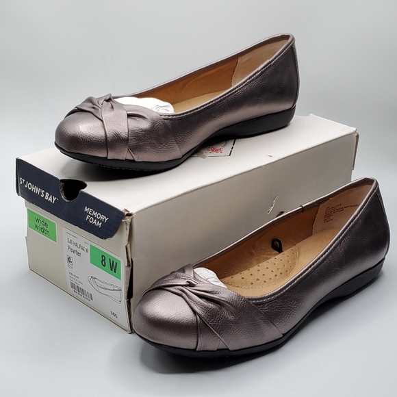 St. John's Bay Shoes Nib Halifax Pewter Colored St Johns Bay Ballet